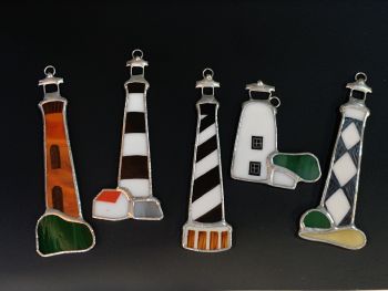 Village Craftsmen, Lighthouse Stained Glass Ornaments